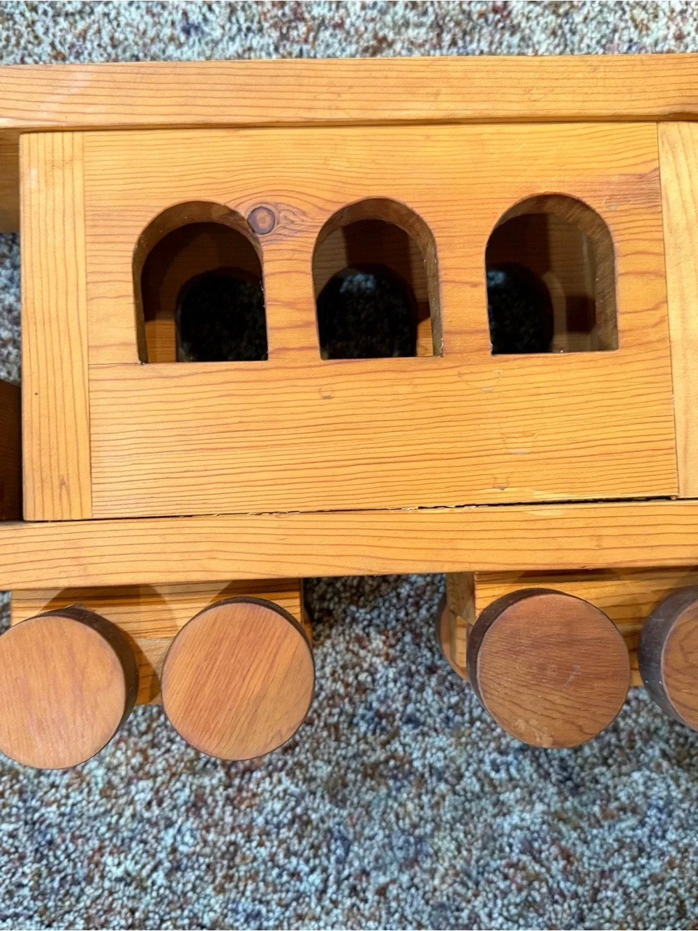 Handcrafted Natural Wood Toy Train Set - Brown Wooden Kids Train